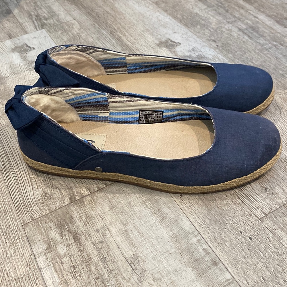 Excellent condition Ugg navy canvas flats